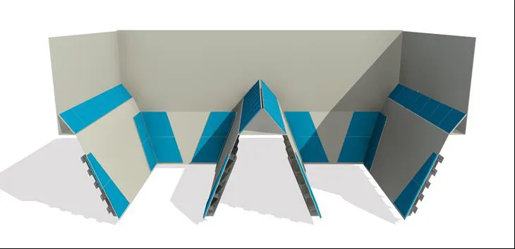 Render de chute con placas inflables vibratorias instaladas